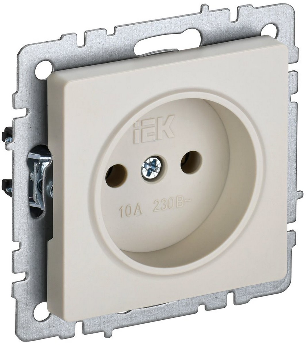IEK Brite Бежевый Розетка IEK BRITE б/з без шторок 10А РС10-1-0-БрКр бежевый BR-R10-10-K10