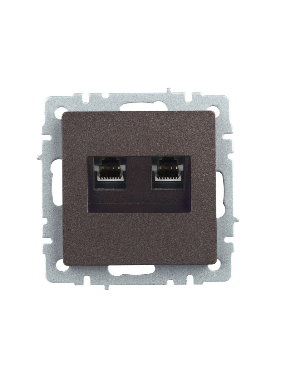 Розетка IEK BRITE компьютерная двойная RJ45 кат.5E РК10-2-БрТБ темная бронза BR-K20-1-K45