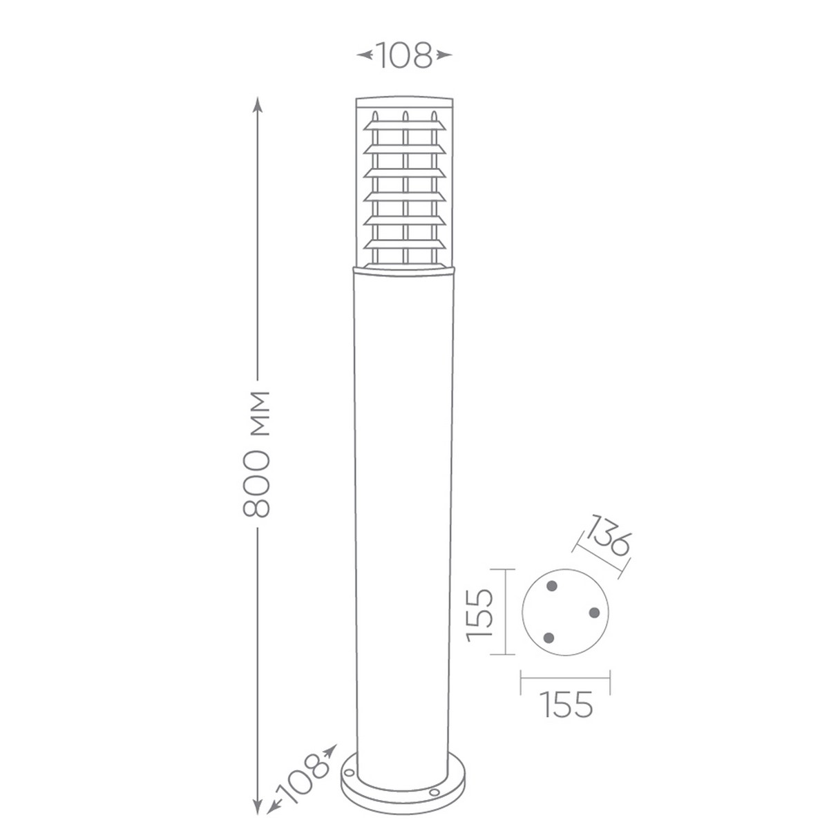 Уличные светильники столб Светильник садово-парковый Feron DH0805 столб  E27 230V серый 06303 