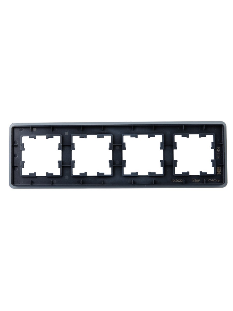 Рамка IEK BRITE DECOR Графит матовый стекло скругл.угол 4-м РУ-4-2-Бр RE BR-M42-G-41-K53
