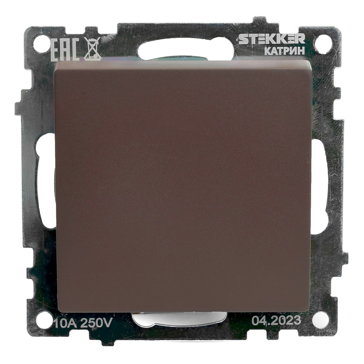 Катрин - Розетки и выключатели Stekker Переключатель STEKKER перекрестный 1-клавишный GLS10-7110-04 Катрин шоколад 49180