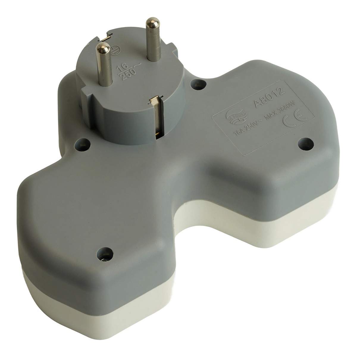 Разветвитель сетевой 2-местный с/з STEKKER ADP16-15-20 и USB+Type C на 2.4А белый/серый 50071