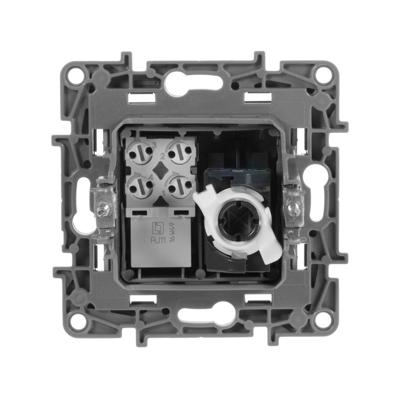 Розетка телефон + компьютер Legrand Etika антрацит (RJ11+RJ45) 5 кат. UTP 672652