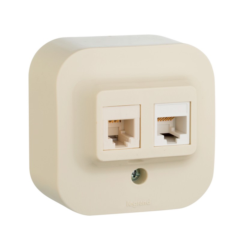 Розетка RJ11+RJ45(телеф+комп) Legrand Quteo кат 5UTP бежевая  782251