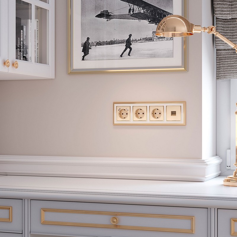 Werkel Шампань рифленный механизмы Розетка Ethernet Werkel RJ-45 (шампань рифленый) W1181010