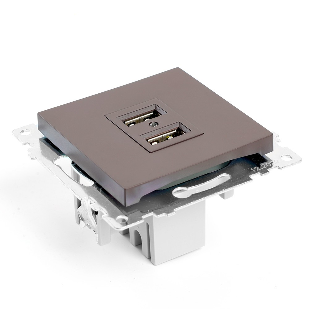 Катрин - Розетки и выключатели Stekker Розетка USB 2-местная STEKKER GLS10-7115-04 250B 21А Катрин шоколад 49027