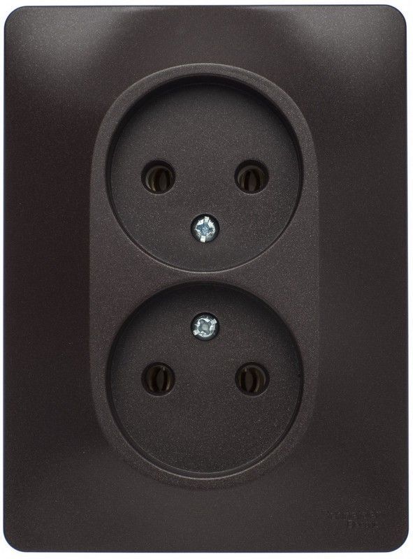 Glossa Шоколад Розетка Systeme Electric Glossa Шоколад двойная без заземления,16А, в сборе GSL000820