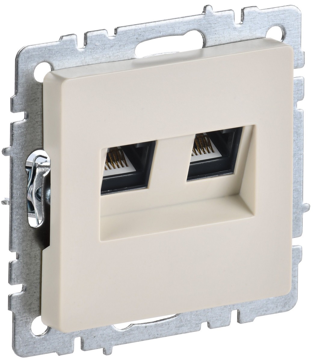 Розетка IEK BRITE двойная RJ11+RJ45 кат.5E РК/Т12-БрКр бежевый BR-KT20-O-1-K10