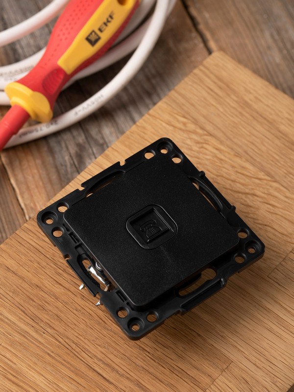 Розетка RJ-11 EKF PROxima Стокгольм Черный  EZT01-034-10