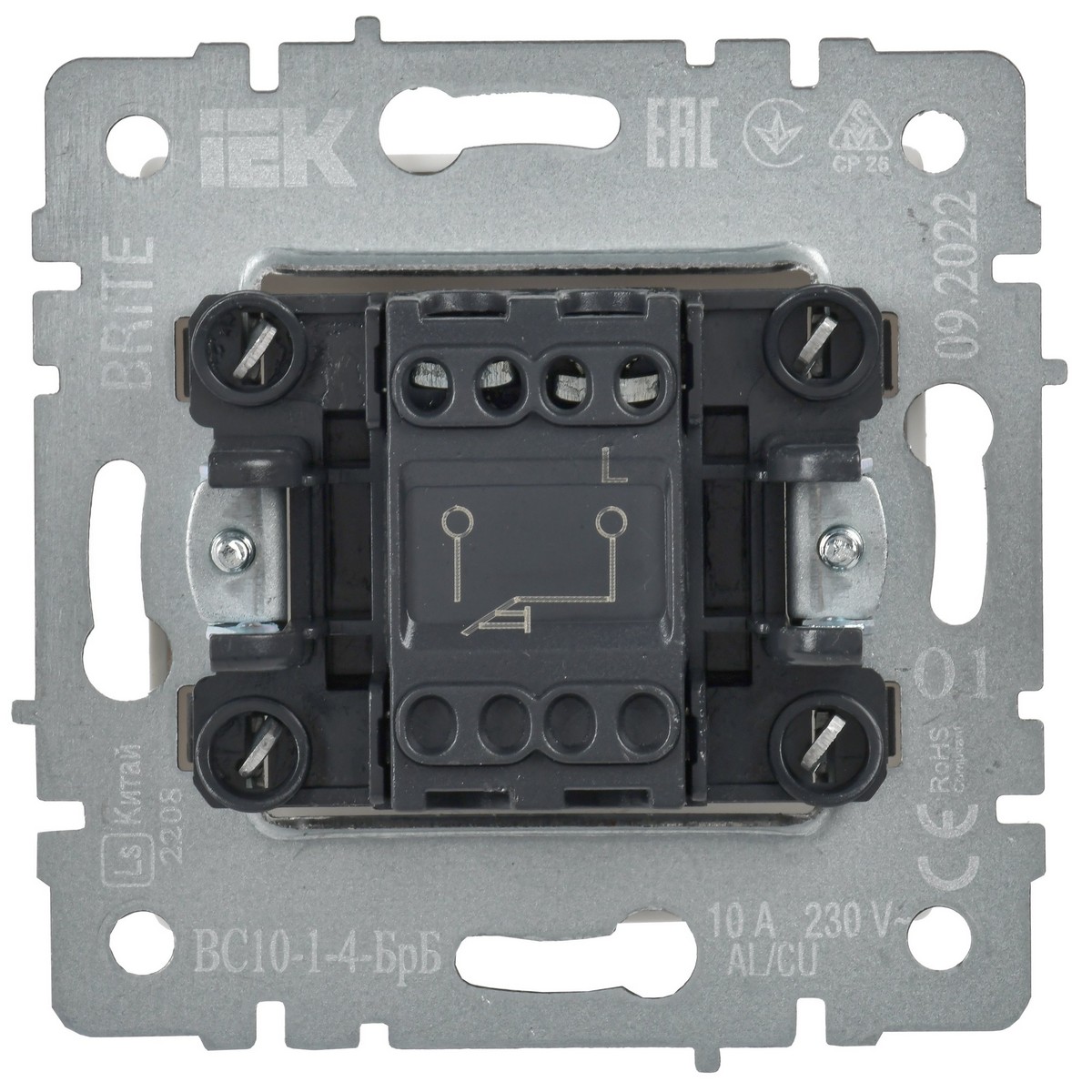 Выключатель IEK BRITE 1-клавишный самовозвратный 10А ВС10-1-4-БрБ белый BR-V14-0-10-K01