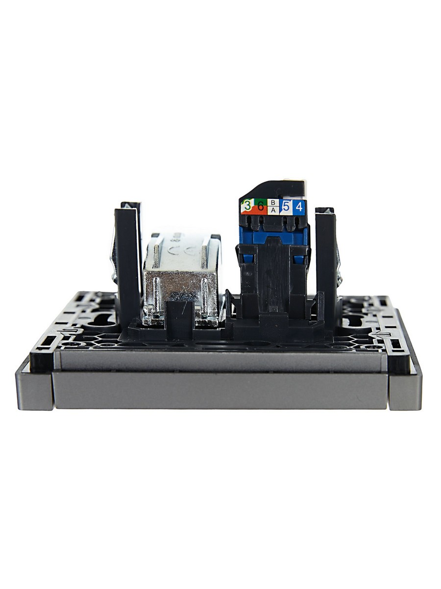 Розетка IEK FORTE&PIANO Сталь двойная TV+RJ45 кат.6 FP537