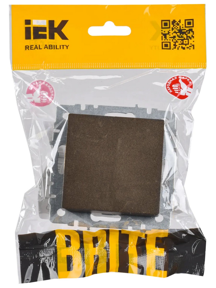 IEK Brite Бронза Выключатель IEK BRITE 1-клавишный проходной 10А ВС10-1-6-БрТБ темная бронза BR-V12-0-10-K45