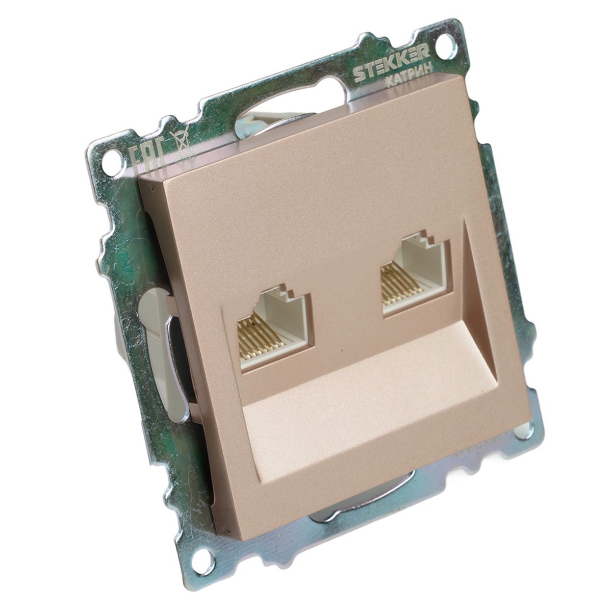 Катрин - Розетки и выключатели Stekker Розетка компьютерная 2-местная RJ-45 STEKKER GLS00-7109-02 Катрин шампань 50004