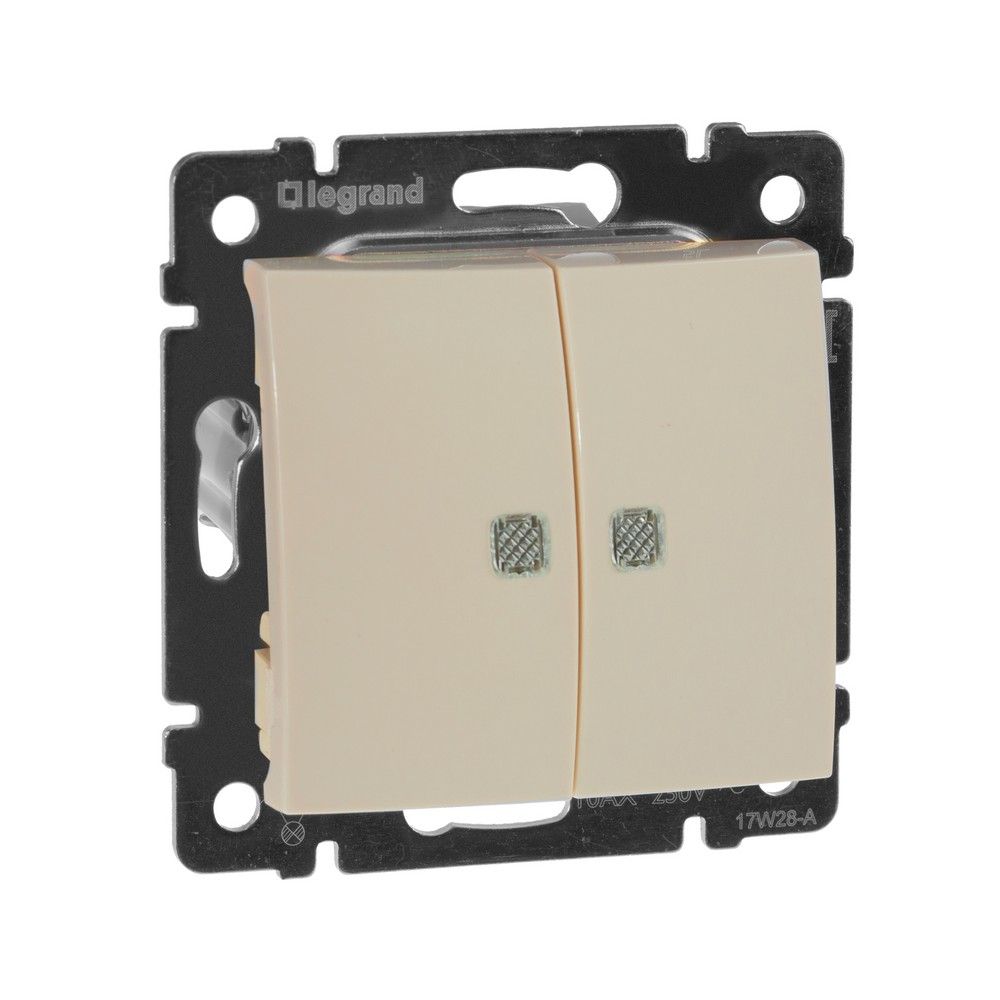 Legrand Valena Classic Кремовый Выключатель Legrand Valena Крем 2-клавишный с подсветкой 774328