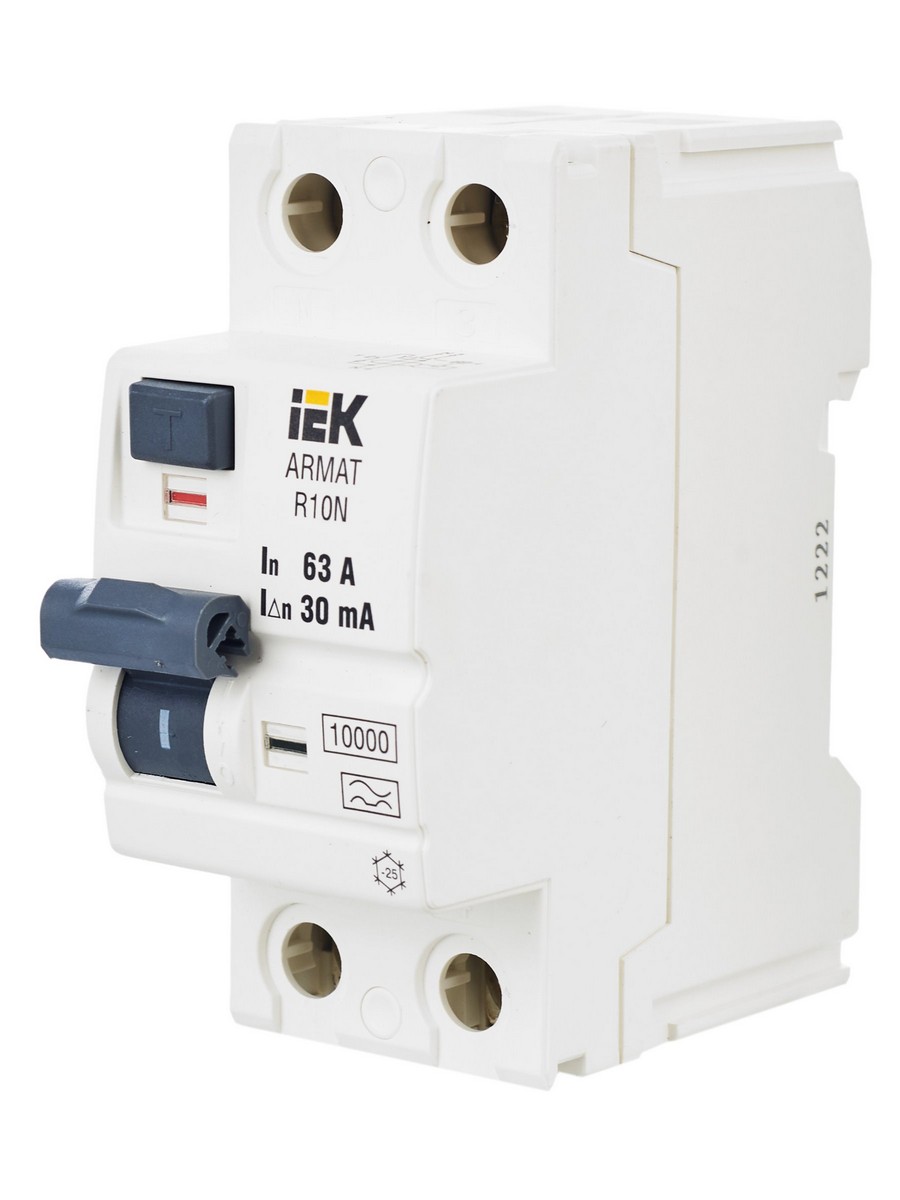 ВДТ УЗО IEK ARMAT R10N 2P 63А 30мА тип A AR-R10N-2-063A030
