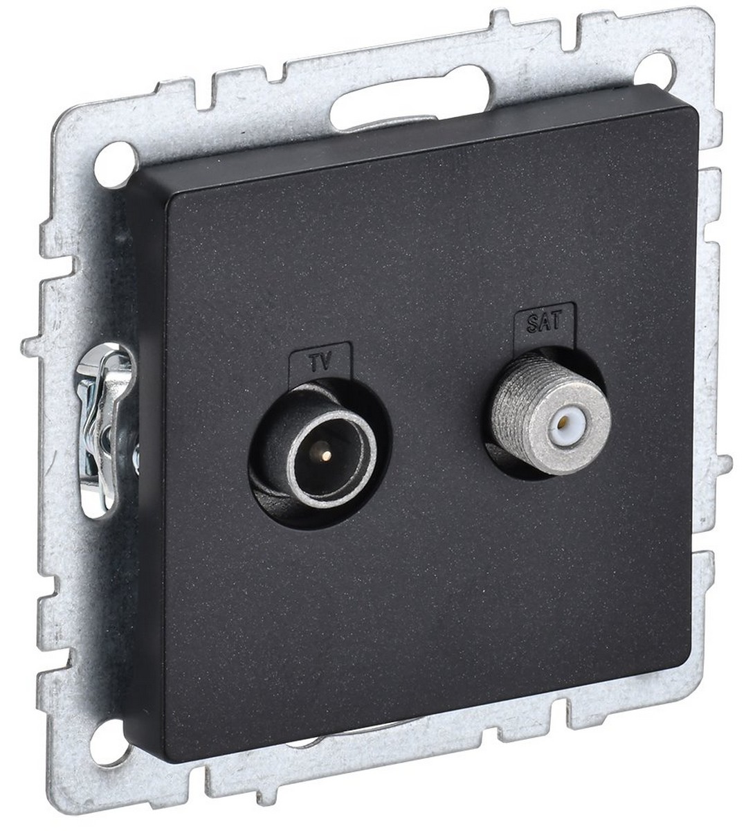 IEK Brite Черный Розетка IEK BRITE двойная TV+SAT РТВ/РСп12-БрЧ черный BR-AF20-O-K02