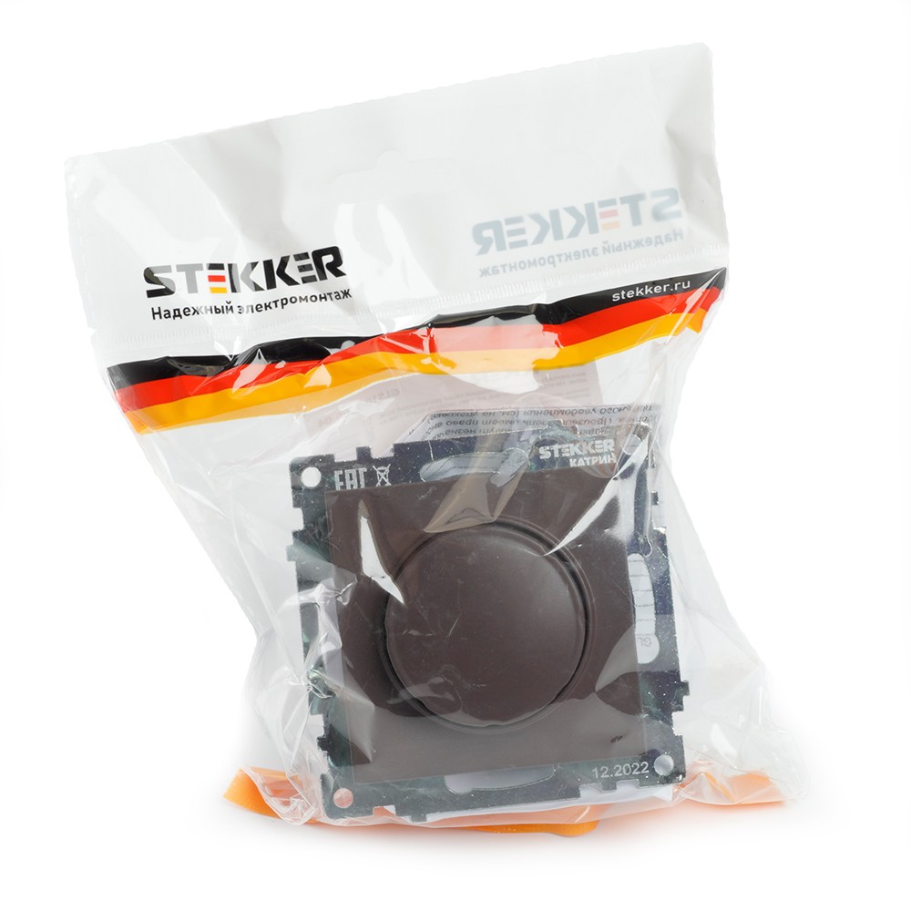 Выключатель диммирующий TRIAC STEKKER GLS10-7106-04 250V 500W Катрин шоколад 49017