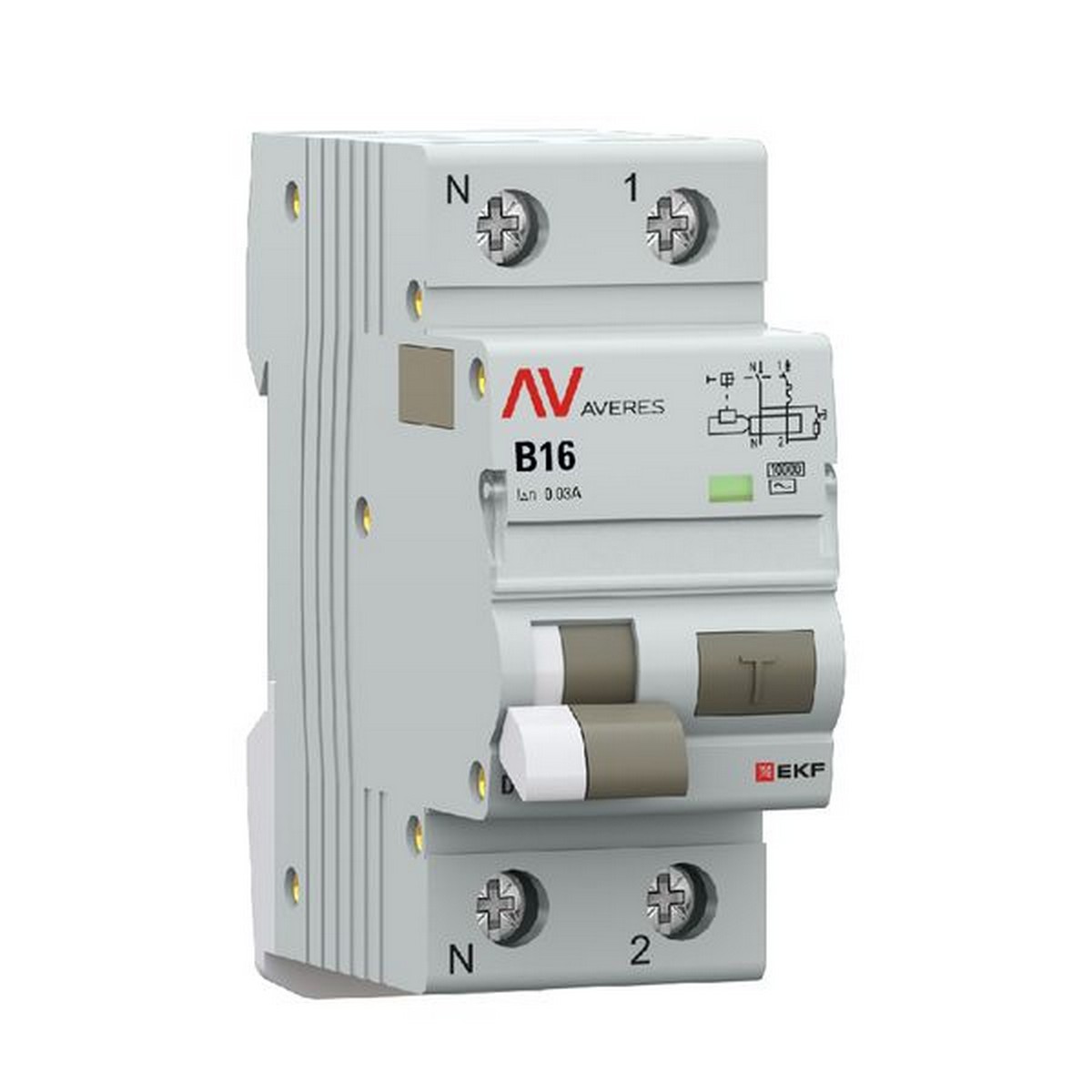 Диф. Автомат EKF AVERES DVA-10 1P+N 16А (B) 30мА (AC) 10кА rcbo10-1pn-16B-30-ac-av