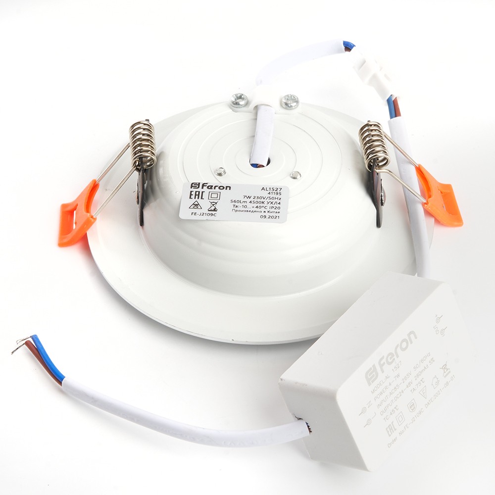 Встраиваемые светодиодные светильники Светильник встраиваемый светодиодный Feron AL1527 7W 4500K белый 41195 