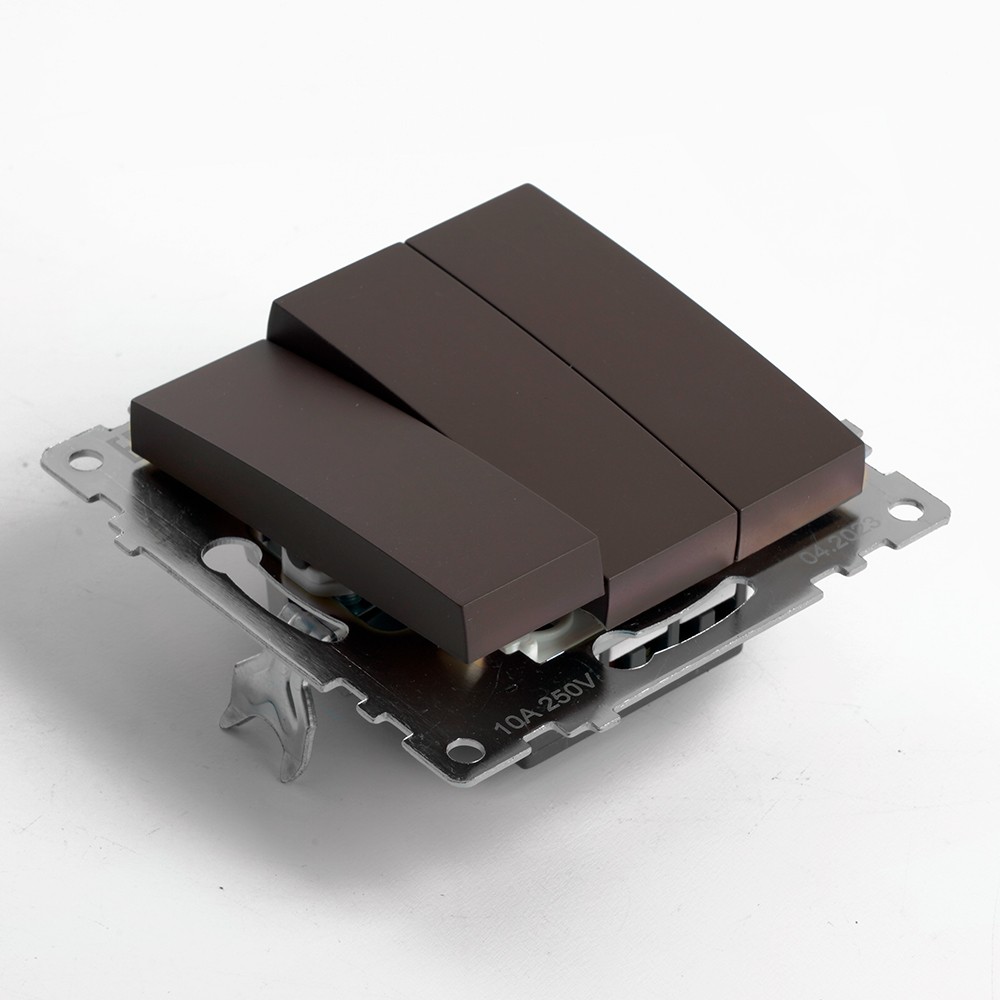 Выключатель 3-клавишный STEKKER GLS10-7108-04 250V 10А Катрин шоколад 49175