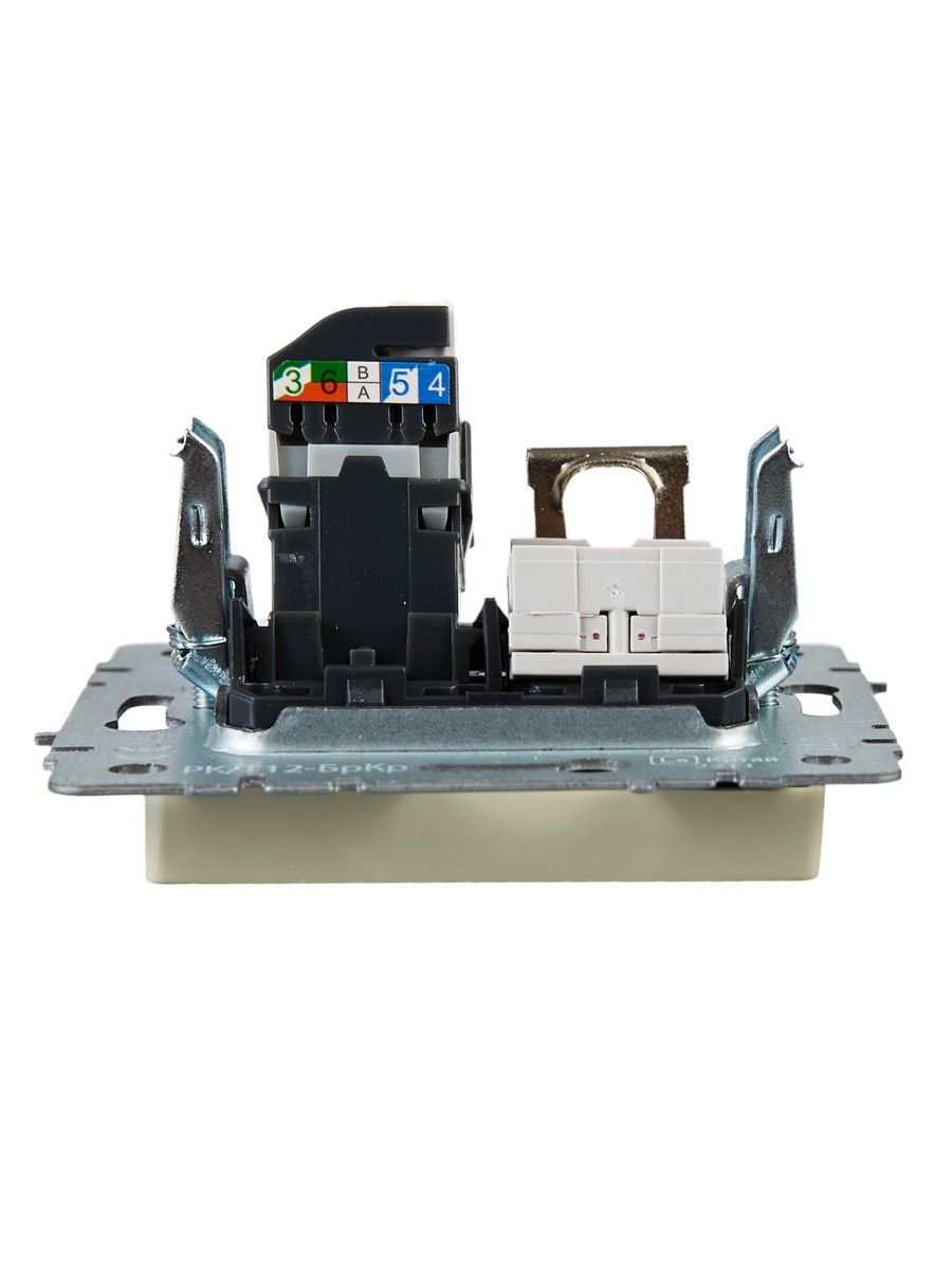 Розетка IEK BRITE двойная RJ11+RJ45 кат.5E РК/Т12-БрКр бежевый BR-KT20-O-1-K10