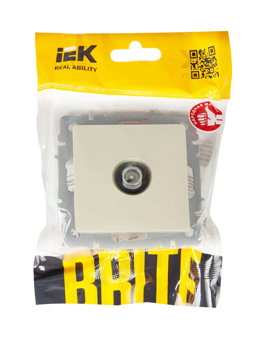 Розетка IEK BRITE TV проходная РТВ10-0-БрКр бежевый BR-A10-P-K10