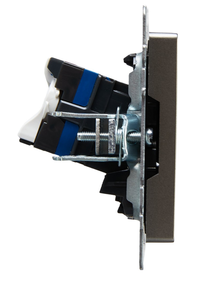 Розетка компьютерная IEK BRITE BASE Сталь 2-ая RJ45 кат.6 РК11-2-БрС BR-K20-2-K46