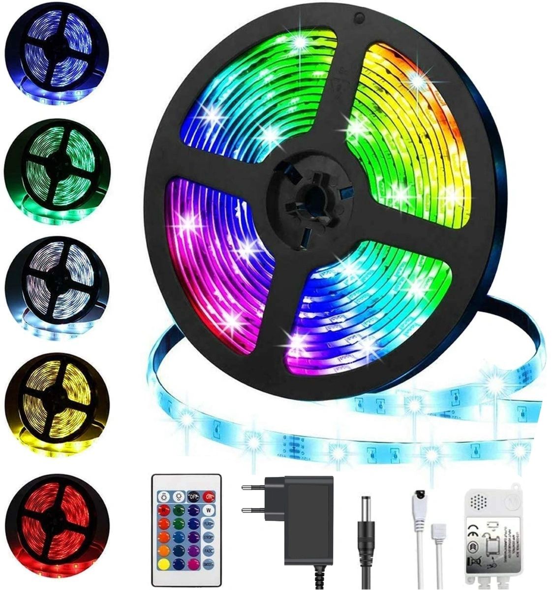 Светодиодная лента Eleganz LUX IP20 12V 14,4 Вт/м RGB (готовый комплект 5 метров с блоком питания и контроллером) 2123