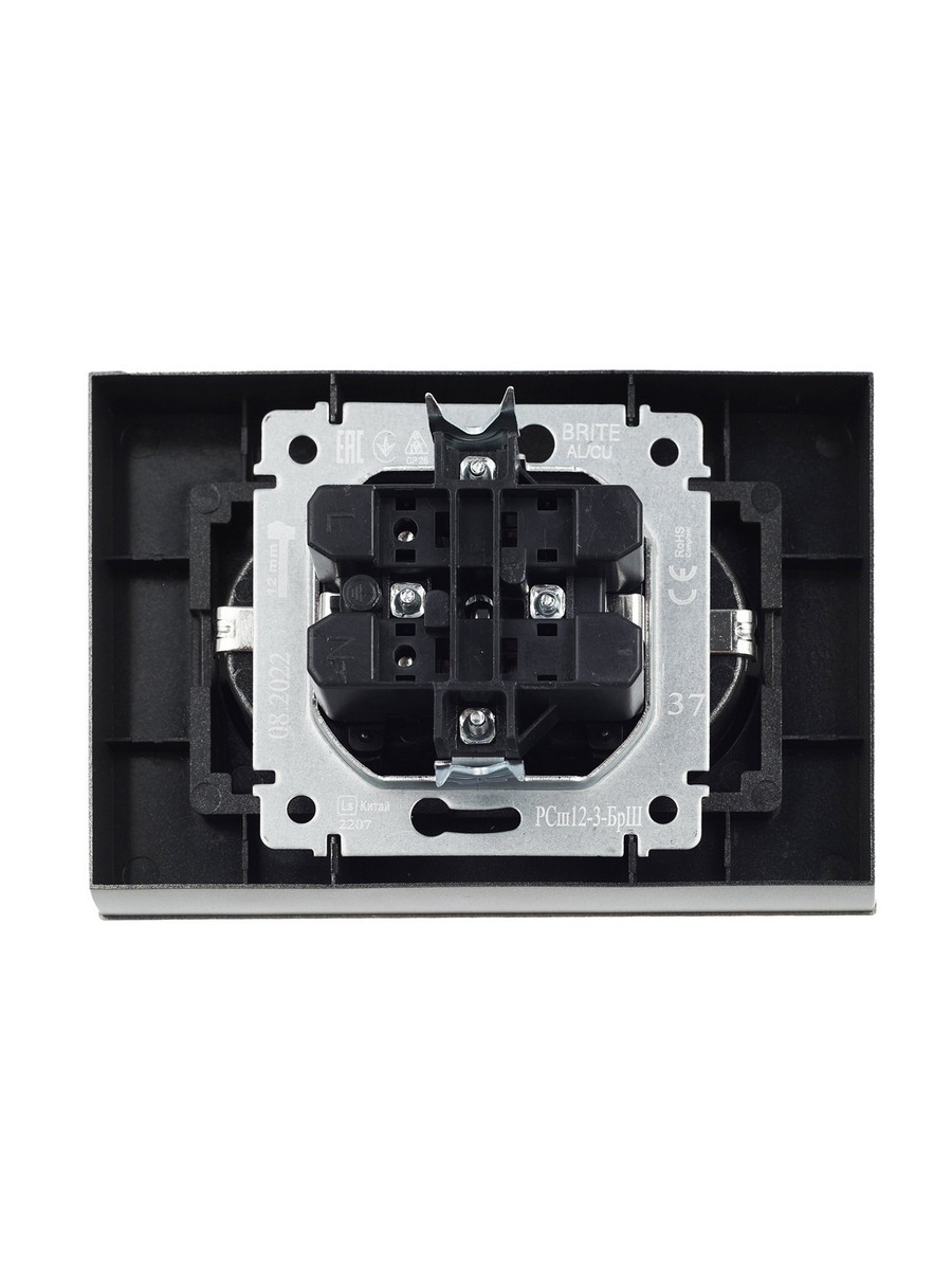 IEK Brite Шампань Розетка IEK BRITE 2-ая с/з с шторками 16А в сборе РСш12-3-БрШ шампань BR-R24-16-K37-F