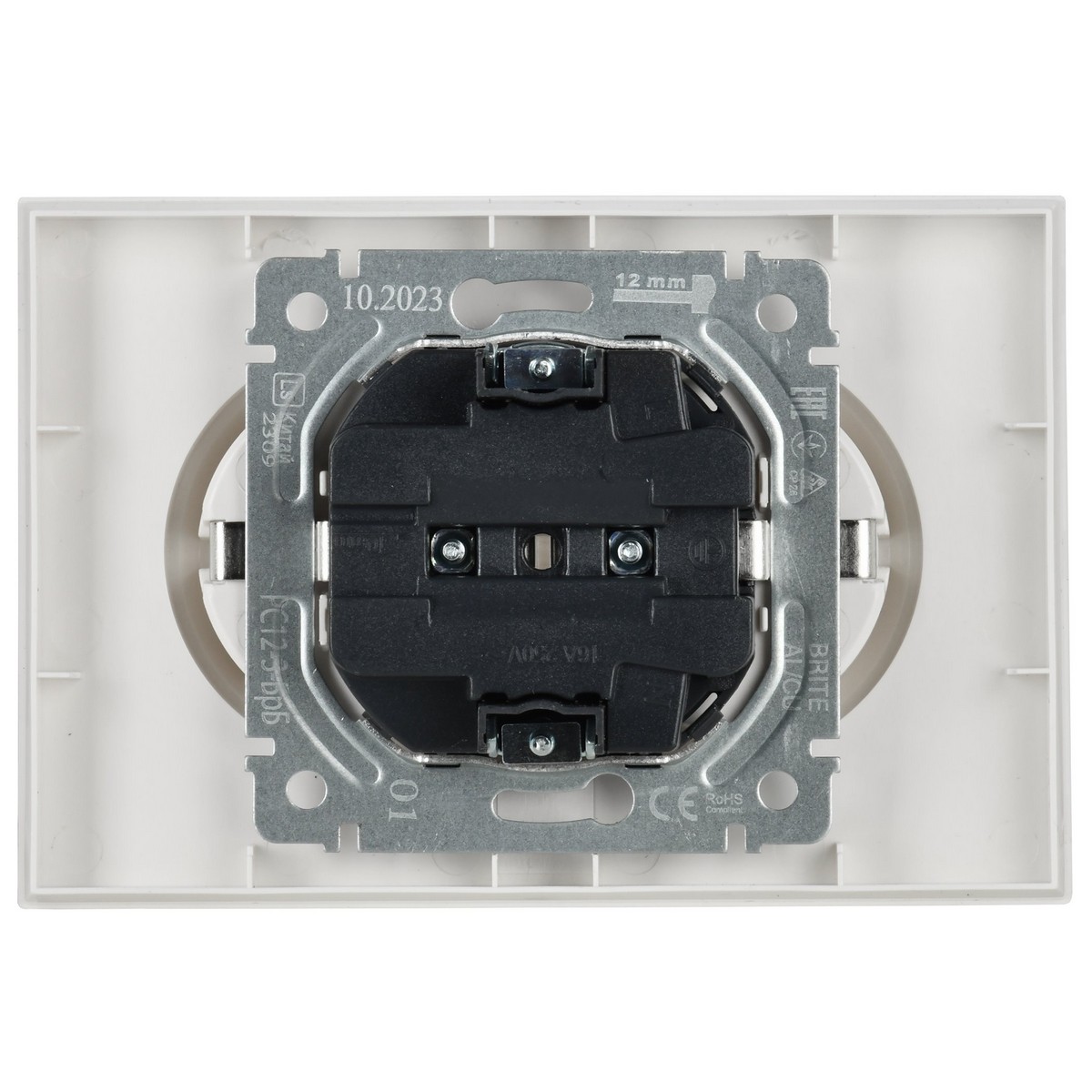 IEK Brite Белый Розетка IEK BRITE 2-ая с/з без шторок 16А в сборе РС12-3-БрБ белый BR-R21-16-K01-F