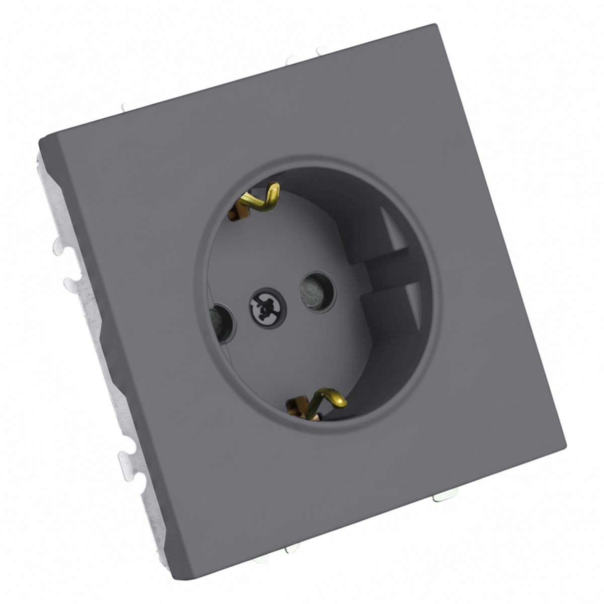 Эмили - Розетки и выключатели Stekker Розетка 1-местная с з/ш, с/з STEKKER Эмили RST16-5110-10ZK платиново-серый soft touch 50243