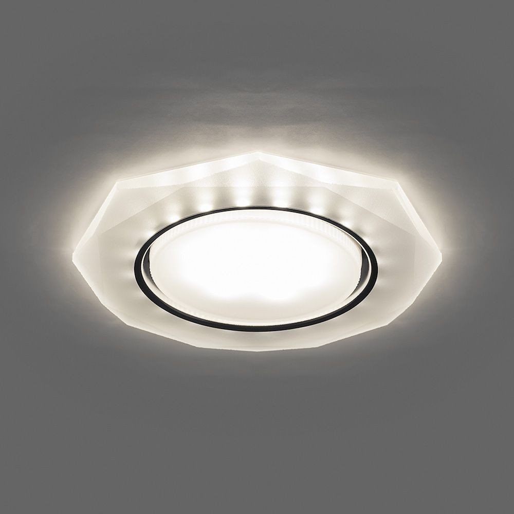 Светильник встраиваемый Feron CD5021 с белой LED подсветкой GX53 белый матовый 32660