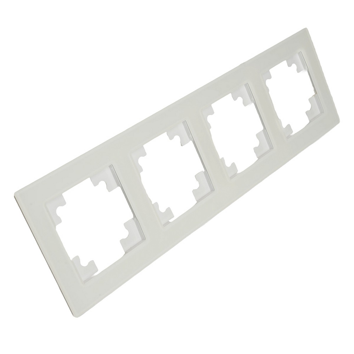 Катрин - Розетки и выключатели Stekker Рамка STEKKER 4-местная Катрин стекло белый матовый GFR00-7004-01 49597