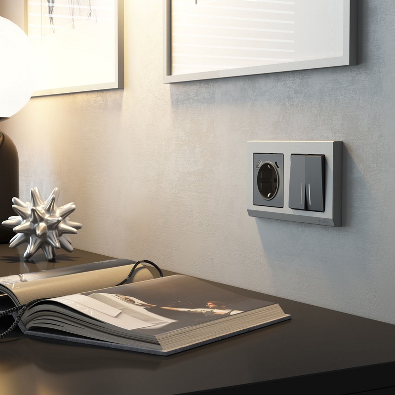 Werkel Графит матовый Розетка Werkel с заземлением, шторками и USB тип A+C  (графит матовый) W1171764