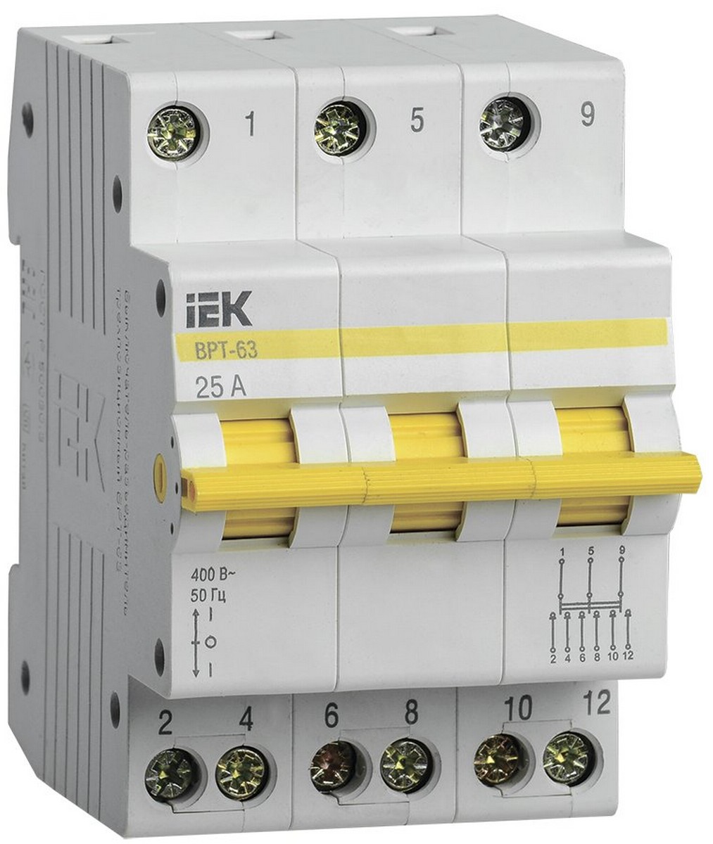 Выключатель-разъединитель IEK KARAT трехпозиционный ВРТ-63 3P 25А MPR10-3-025