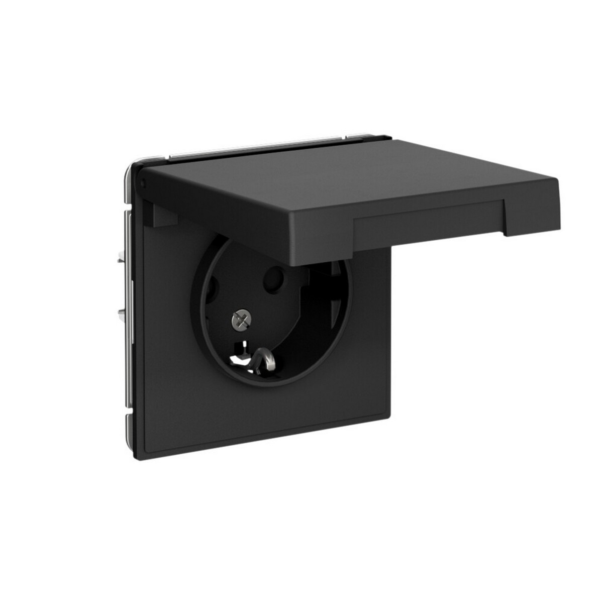 Розетка Systeme Electric ArtGallery Карбон с заземл. со шт. с крышк 16А IP44 GAL441046