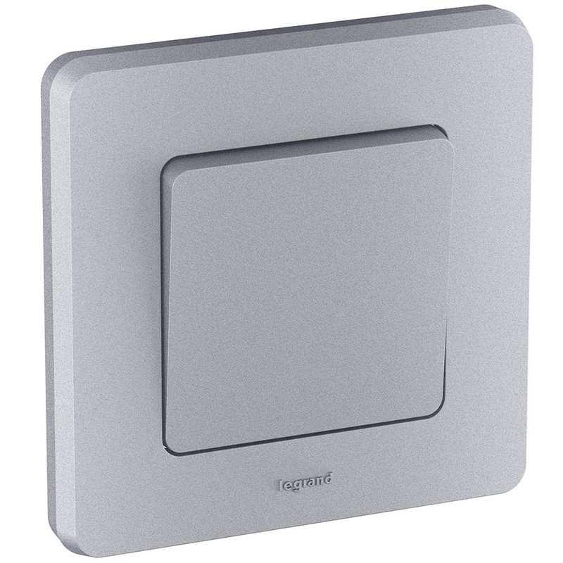 Выключатель Legrand INSPIRIA Алюминий одноклавишный 10 AX 250 В 673602