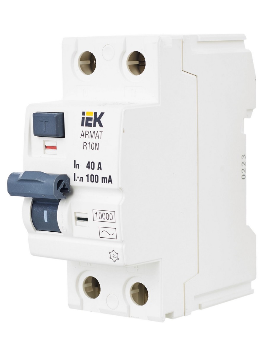 ВДТ УЗО IEK ARMAT R10N 2P 40А 100мА тип AC AR-R10N-2-040C100