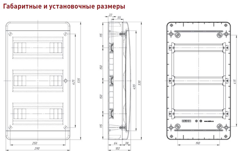 Пластиковые боксы и щиты Tekfor Щит распределительный Tekfor BNK 40-36-1 на 36 мод, накладной IP41 прозрачная черная дверца