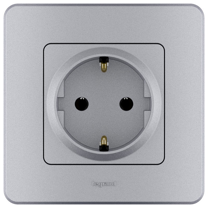 Розетка Legrand INSPIRIA Алюминий с заземлением 16 А 250 В 673722