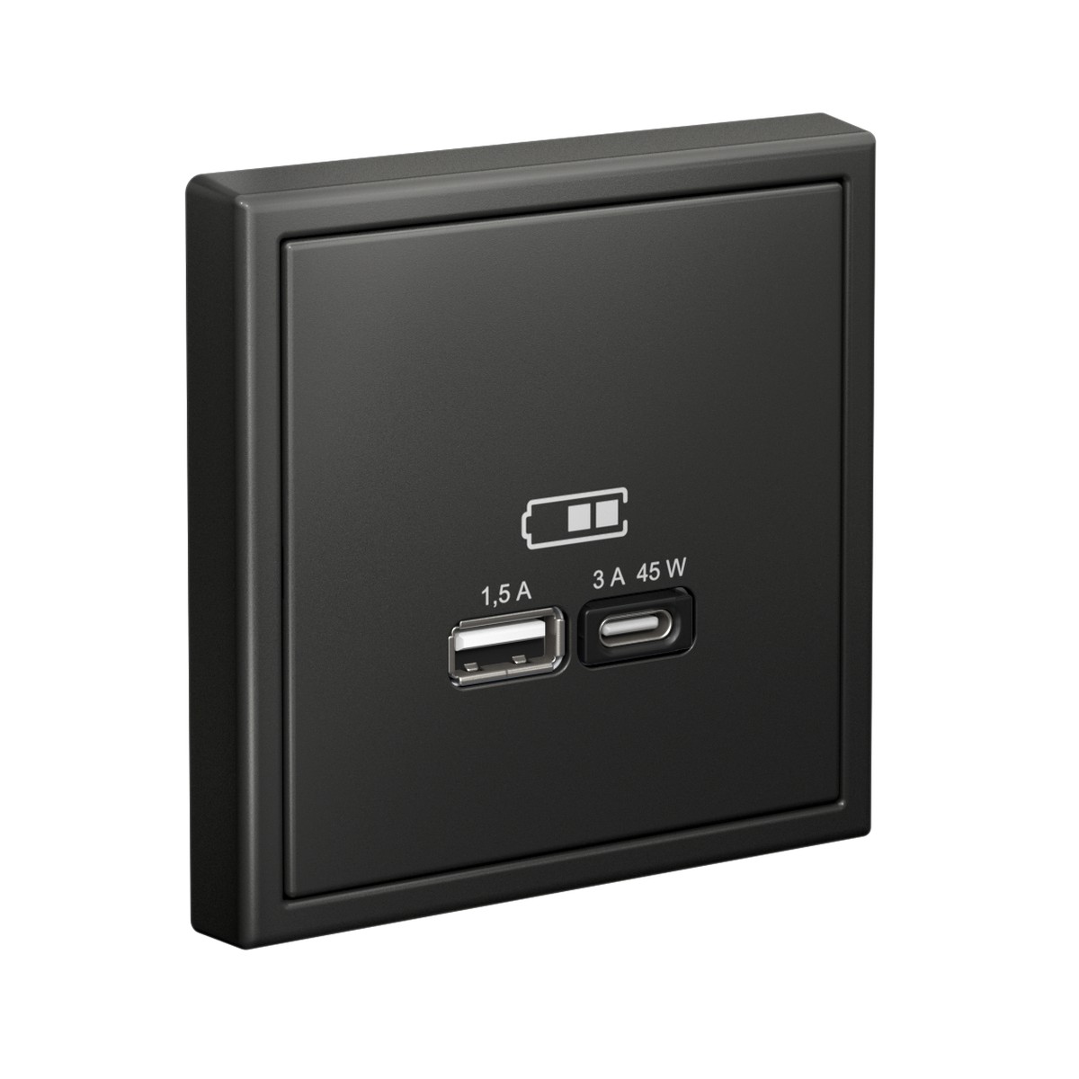 USB Розетка Systeme Electric ArtGallery Базальт A + тип-C 45Вт высокоскор.заряд. QC PD GAL001429