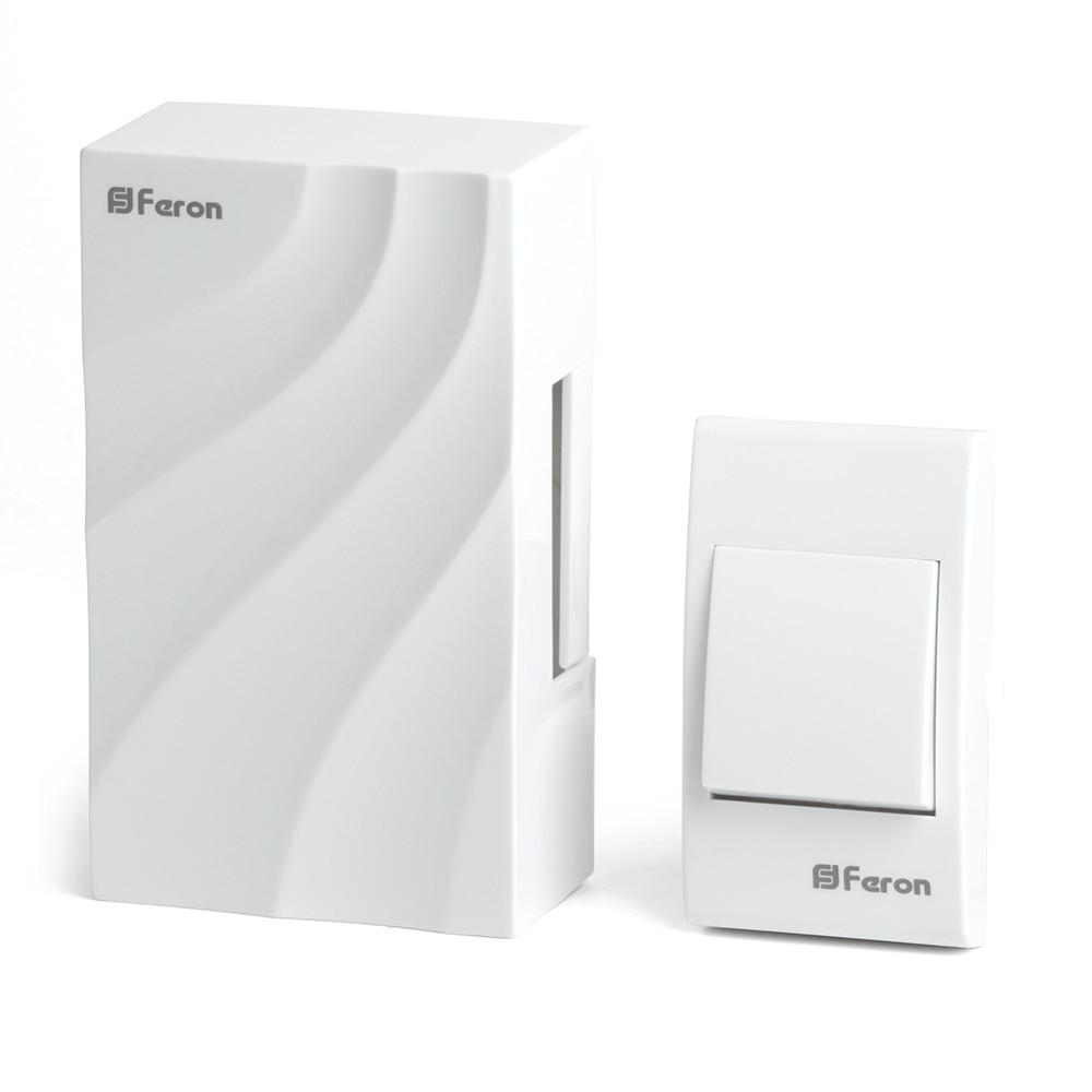 Дверные звонки проводные (электрические) Звонок Feron DB-102 с кнопкой проводной электромеханический белый 230V 119х70х37мм 48806 