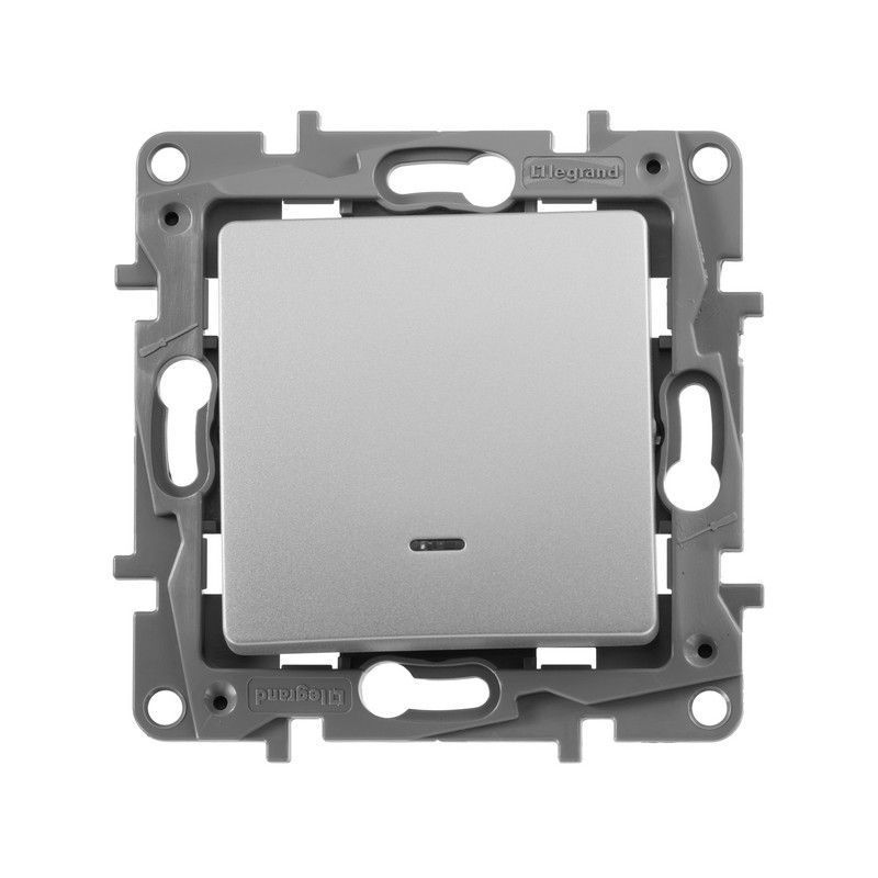 Legrand Etika Алюминий Переключатель Legrand Etika алюминий 1-клавишный с подсветкой, 10А, авт. клем 672415