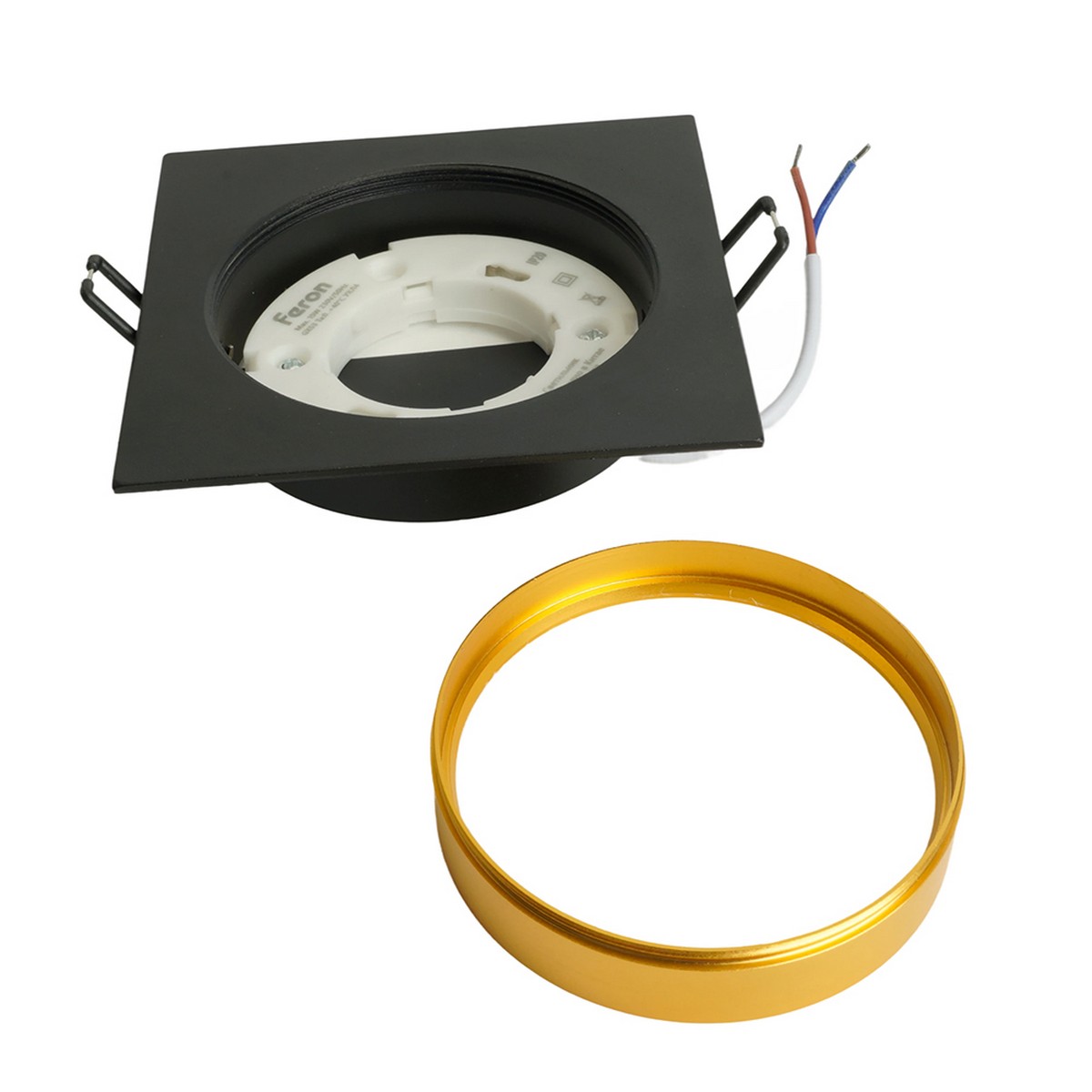 Встраиваемые светодиодные светильники Светильник встраиваемый Feron DL506 потолочный GX53 черный + золото квадрат 51364 