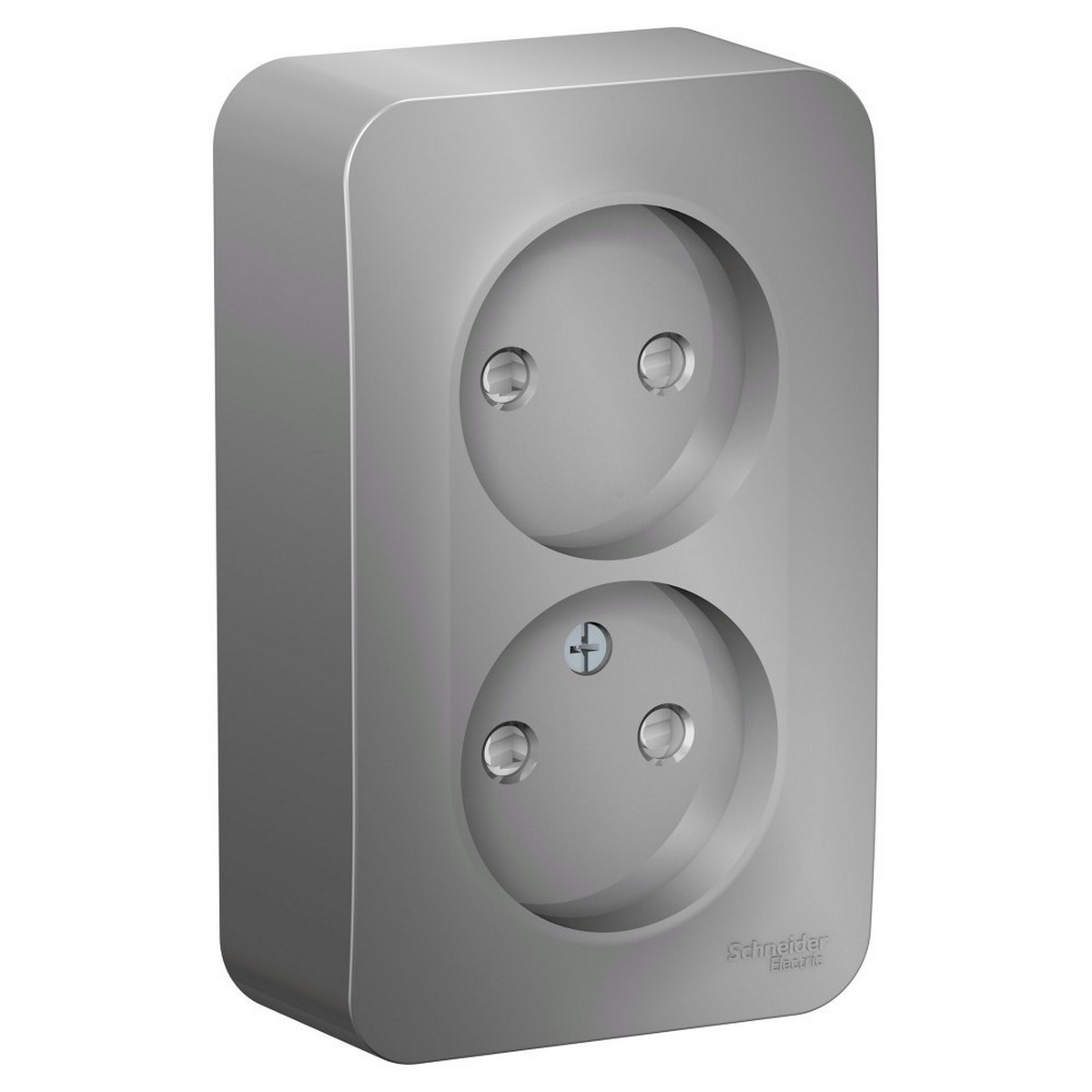 Blanca алюминий розетки и выключатели Розетка SE Blanca 2-ая Алюминий наружный б/з со шторками изолир. пластина BLNRA001213