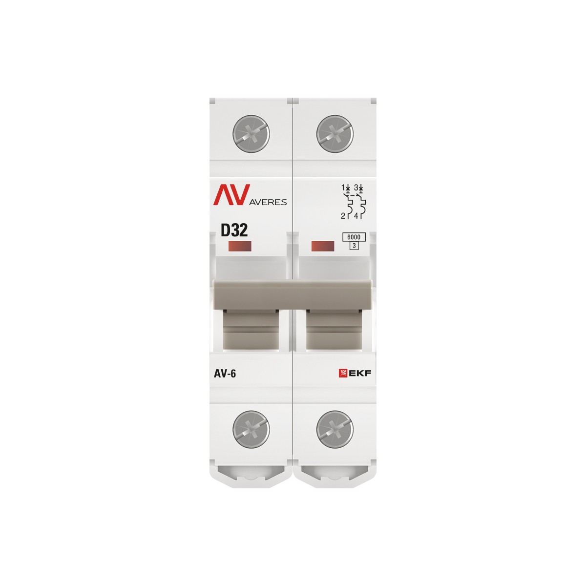 Автоматический выключатель EKF AVERES AV-6 (D) 2P 32А 6kA mcb6-2-32D-av