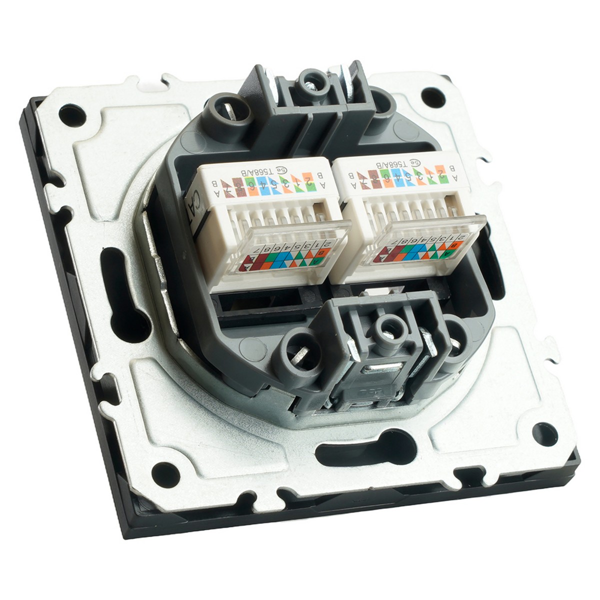 Эмили - Розетки и выключатели Stekker Розетка компьютерная 2-ая RJ-45 STEKKER Эмили RST00-5111-05 черный уголь soft touch 49848