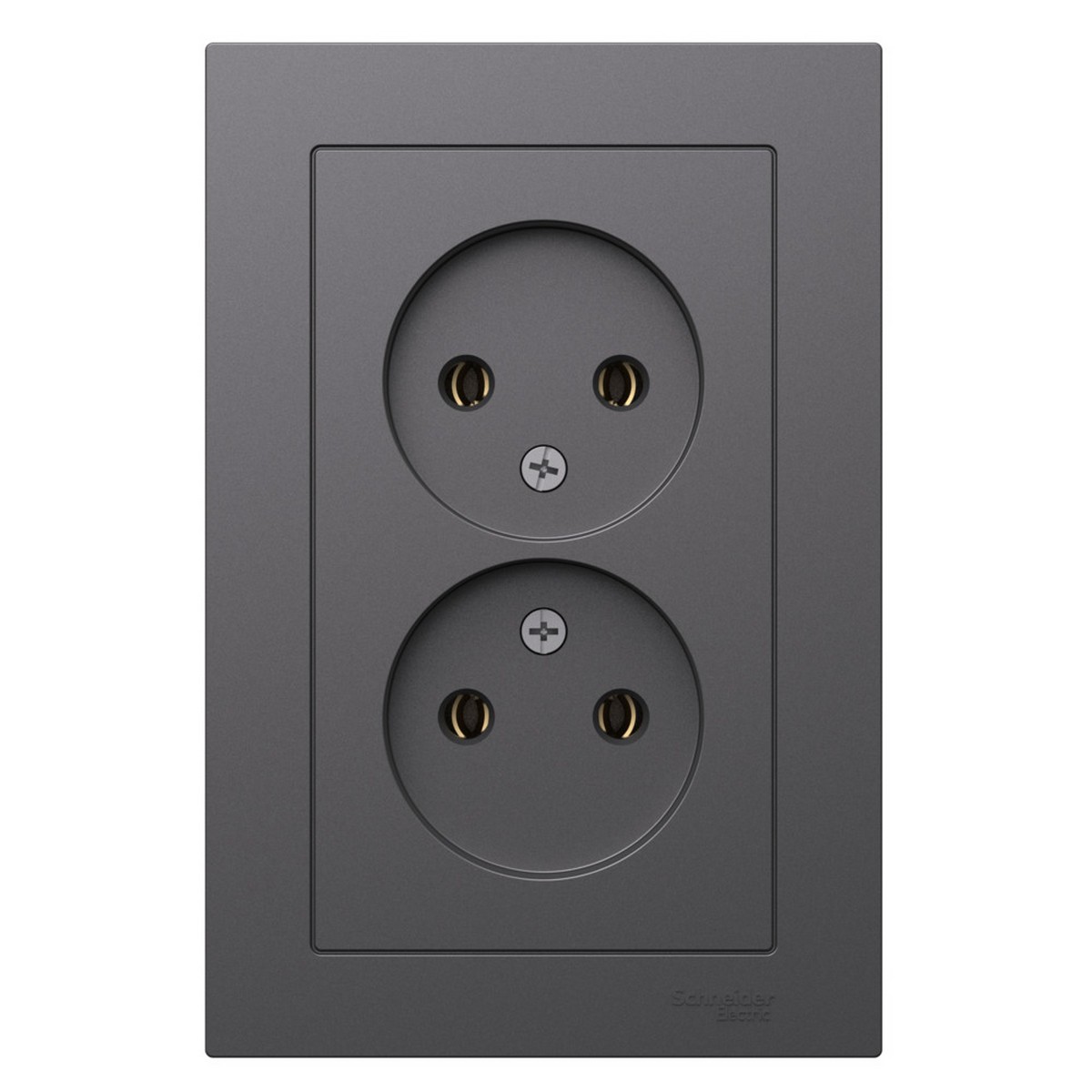 Розетка Systeme Electric AtlasDesign Базальт двойная б/з,16А, в ATN001420