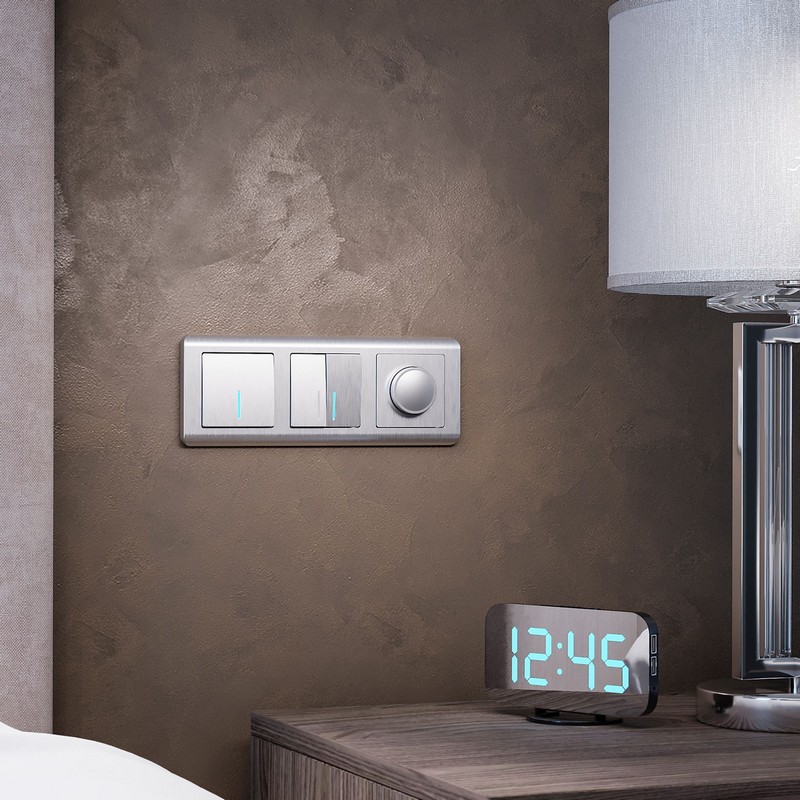 Werkel Серебряный рифленный механизмы Выключатель Werkel одноклавишный  с подсветкой (cеребряный рифленый) W1110109