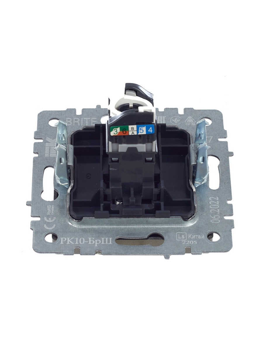 Розетка IEK BRITE компьютерная RJ45 кат.5E РК10-БрШ шампань BR-K10-1-K37